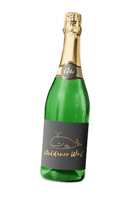 Sekt Label Goldener Wal